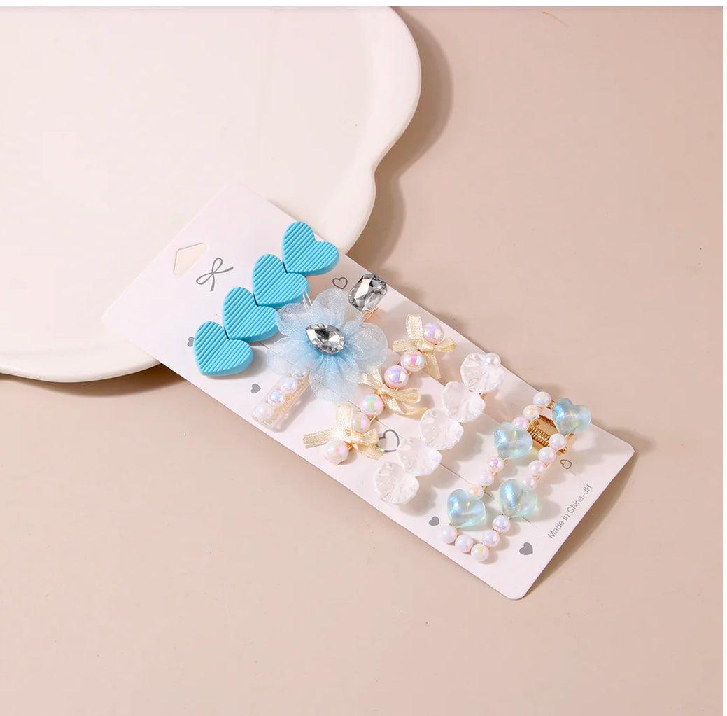 Pearl Rhinestone Metal Hair Clips