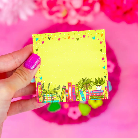 Botanical Book Shelf Sticky Notes 3” by 3”