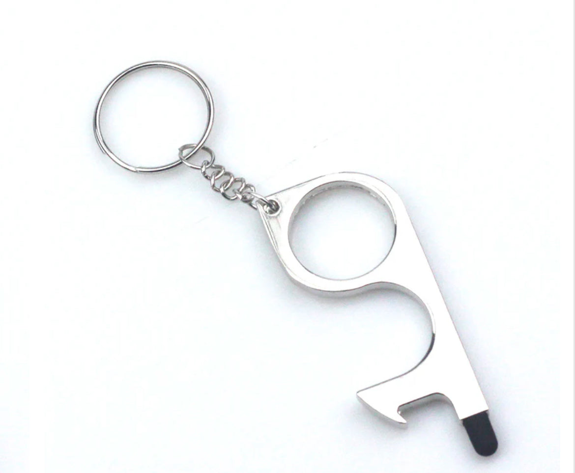 Anti-touch Door Opener with Touch Screen Metal Keychain