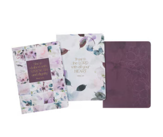 Strength & Dignity Purple Floral Notebooks-Proverbs 31:25