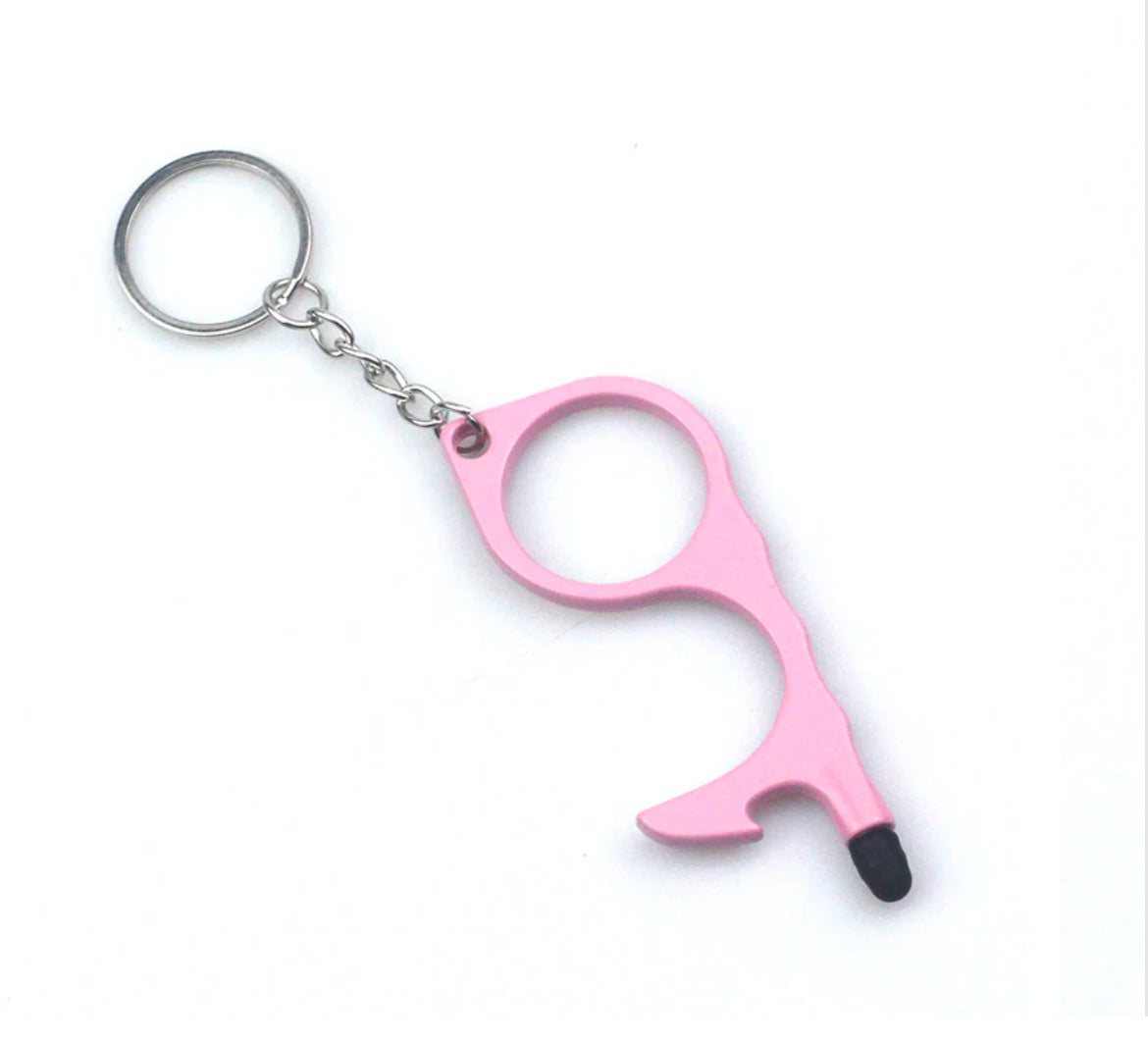 Anti-touch Door Opener with Touch Screen Metal Keychain