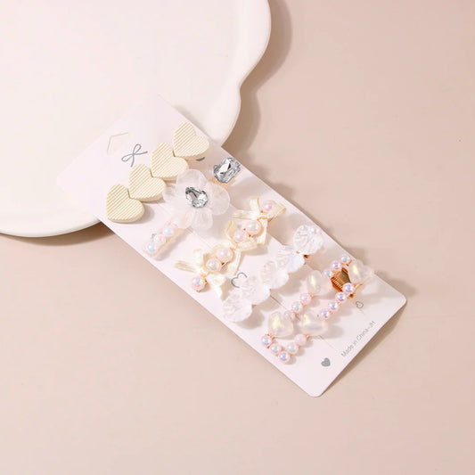 Pearl Rhinestone Metal Hair Clips