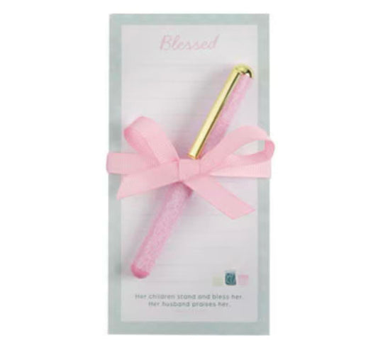 Blessed Magnetic Note Pad & Pen Set- Proverbs 31:28