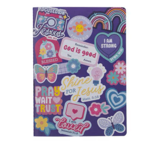 Shine for Jesus Purple Stickers Notebook -  Matthew 5:16