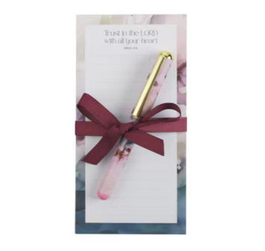 Trust in the Lord Magnetic Notepad and Pen Gift Set - Proverbs 3:5
